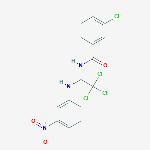 molecular formula C15H11Cl4N3O3 B412544 3-chloro-N-[2,2,2-trichloro-1-(3-nitroanilino)ethyl]benzamide 