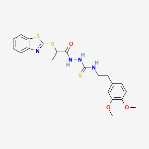 molecular formula C21H24N4O3S3 B4125469 2-[2-(1,3-benzothiazol-2-ylthio)propanoyl]-N-[2-(3,4-dimethoxyphenyl)ethyl]hydrazinecarbothioamide 