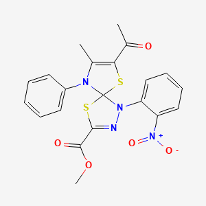 methyl 7-acetyl-8-methyl-1-(2-nitrophenyl)-9-phenyl-4,6-dithia-1,2,9-triazaspiro[4.4]nona-2,7-diene-3-carboxylate