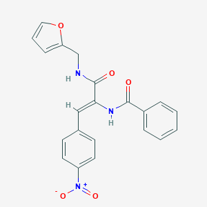 molecular formula C21H17N3O5 B412550 N-(1-{[(2-furylmethyl)amino]carbonyl}-2-{4-nitrophenyl}vinyl)benzamide 