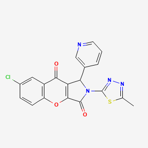 molecular formula C19H11ClN4O3S B4125578 7-chloro-2-(5-methyl-1,3,4-thiadiazol-2-yl)-1-(3-pyridinyl)-1,2-dihydrochromeno[2,3-c]pyrrole-3,9-dione 