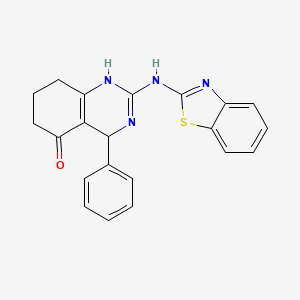 molecular formula C21H18N4OS B4125640 2-(1,3-benzothiazol-2-ylamino)-4-phenyl-4,6,7,8-tetrahydroquinazolin-5(1H)-one 