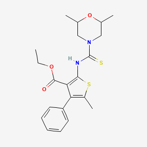 molecular formula C21H26N2O3S2 B4125706 ethyl 2-{[(2,6-dimethyl-4-morpholinyl)carbonothioyl]amino}-5-methyl-4-phenyl-3-thiophenecarboxylate 