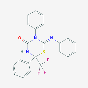 molecular formula C22H16F3N3OS B412572 2,5-Diphenyl-6-(phenylimino)-2-(trifluoromethyl)-1,3,5-thiadiazinan-4-one 