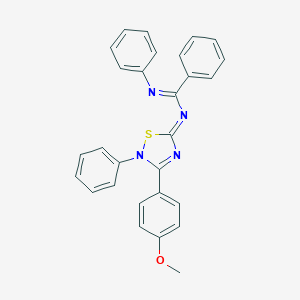 molecular formula C28H22N4OS B412577 N-[3-(4-methoxyphenyl)-2-phenyl-1,2,4-thiadiazol-5-ylidene]-N'-phenylbenzenecarboximidamide 