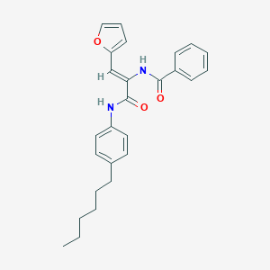 molecular formula C26H28N2O3 B412578 N-{2-(2-furyl)-1-[(4-hexylanilino)carbonyl]vinyl}benzamide 