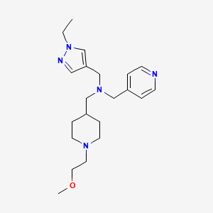 molecular formula C21H33N5O B4125873 1-(1-ethyl-1H-pyrazol-4-yl)-N-{[1-(2-methoxyethyl)-4-piperidinyl]methyl}-N-(4-pyridinylmethyl)methanamine 