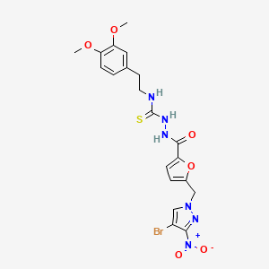 2-{5-[(4-bromo-3-nitro-1H-pyrazol-1-yl)methyl]-2-furoyl}-N-[2-(3,4-dimethoxyphenyl)ethyl]hydrazinecarbothioamide