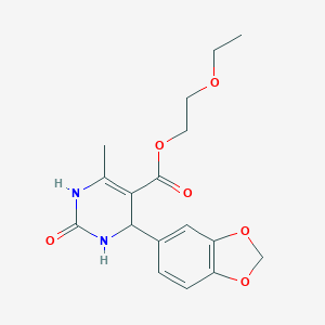 molecular formula C17H20N2O6 B412597 2-Ethoxyethyl 4-(1,3-benzodioxol-5-yl)-6-methyl-2-oxo-1,2,3,4-tetrahydro-5-pyrimidinecarboxylate 
