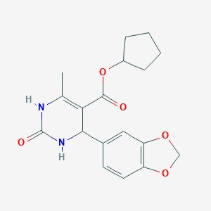 molecular formula C18H20N2O5 B412607 Cyclopentyl 4-(1,3-benzodioxol-5-yl)-6-methyl-2-oxo-1,2,3,4-tetrahydropyrimidine-5-carboxylate 