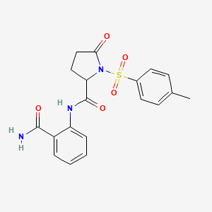 molecular formula C19H19N3O5S B4126086 N-(2-carbamoylphenyl)-1-[(4-methylphenyl)sulfonyl]-5-oxoprolinamide 