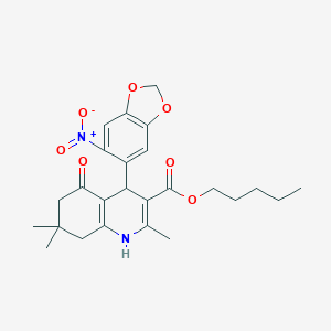 Pentyl 2,7,7-trimethyl-4-(6-nitro-1,3-benzodioxol-5-yl)-5-oxo-1,4,5,6,7,8-hexahydroquinoline-3-carboxylate