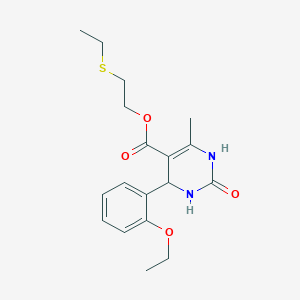 molecular formula C18H24N2O4S B412617 2-(Ethylsulfanyl)ethyl 4-(2-ethoxyphenyl)-6-methyl-2-oxo-1,2,3,4-tetrahydro-5-pyrimidinecarboxylate CAS No. 295344-10-4