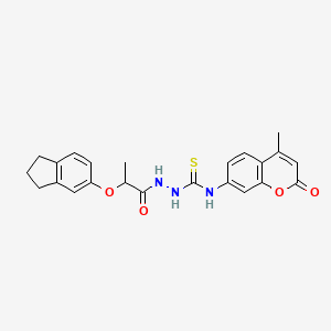 2-[2-(2,3-dihydro-1H-inden-5-yloxy)propanoyl]-N-(4-methyl-2-oxo-2H-chromen-7-yl)hydrazinecarbothioamide