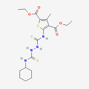 diethyl 5-[({2-[(cyclohexylamino)carbonothioyl]hydrazino}carbonothioyl)amino]-3-methyl-2,4-thiophenedicarboxylate