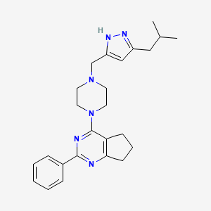 4-[4-[[3-(2-methylpropyl)-1H-pyrazol-5-yl]methyl]piperazin-1-yl]-2-phenyl-6,7-dihydro-5H-cyclopenta[d]pyrimidine