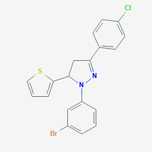 molecular formula C19H14BrClN2S B412620 1-(3-bromophenyl)-3-(4-chlorophenyl)-5-(2-thienyl)-4,5-dihydro-1H-pyrazole 