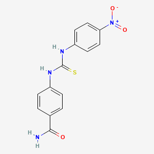 molecular formula C14H12N4O3S B4126256 4-({[(4-nitrophenyl)amino]carbonothioyl}amino)benzamide 