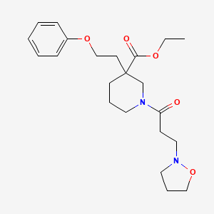 molecular formula C22H32N2O5 B4126257 ethyl 1-[3-(2-isoxazolidinyl)propanoyl]-3-(2-phenoxyethyl)-3-piperidinecarboxylate 