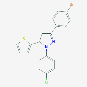 molecular formula C19H14BrClN2S B412626 3-(4-bromophenyl)-1-(4-chlorophenyl)-5-(2-thienyl)-4,5-dihydro-1H-pyrazole 