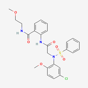 molecular formula C25H26ClN3O6S B4126301 2-{[N-(5-chloro-2-methoxyphenyl)-N-(phenylsulfonyl)glycyl]amino}-N-(2-methoxyethyl)benzamide 