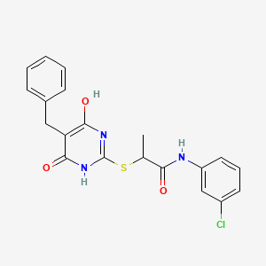 molecular formula C20H18ClN3O3S B4126307 2-[(5-BENZYL-4-HYDROXY-6-OXO-1,6-DIHYDRO-2-PYRIMIDINYL)SULFANYL]-N~1~-(3-CHLOROPHENYL)PROPANAMIDE 