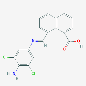 molecular formula C18H12Cl2N2O2 B412632 8-{[(4-Amino-3,5-dichlorophenyl)imino]methyl}-1-naphthoic acid 