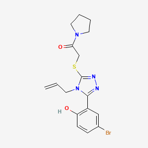 molecular formula C17H19BrN4O2S B4126330 2-(4-allyl-5-{[2-oxo-2-(1-pyrrolidinyl)ethyl]thio}-4H-1,2,4-triazol-3-yl)-4-bromophenol 