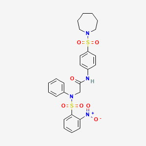 molecular formula C26H28N4O7S2 B4126375 N~1~-[4-(1-azepanylsulfonyl)phenyl]-N~2~-[(2-nitrophenyl)sulfonyl]-N~2~-phenylglycinamide 