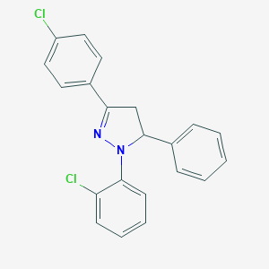 molecular formula C21H16Cl2N2 B412639 1-(2-chlorophenyl)-3-(4-chlorophenyl)-5-phenyl-4,5-dihydro-1H-pyrazole 