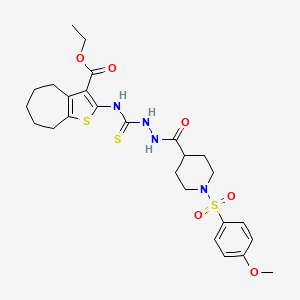 ethyl 2-({[2-({1-[(4-methoxyphenyl)sulfonyl]-4-piperidinyl}carbonyl)hydrazino]carbonothioyl}amino)-5,6,7,8-tetrahydro-4H-cyclohepta[b]thiophene-3-carboxylate