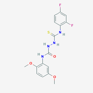 molecular formula C16H16F2N4O3S B4126417 2-{[(2,4-difluorophenyl)amino]carbonothioyl}-N-(2,5-dimethoxyphenyl)hydrazinecarboxamide 