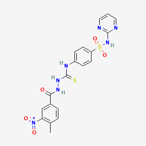 molecular formula C19H17N7O5S2 B4126427 2-(4-methyl-3-nitrobenzoyl)-N-{4-[(2-pyrimidinylamino)sulfonyl]phenyl}hydrazinecarbothioamide 