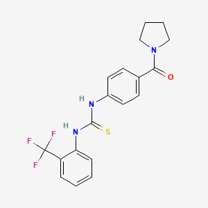 molecular formula C19H18F3N3OS B4126465 N-[4-(1-pyrrolidinylcarbonyl)phenyl]-N'-[2-(trifluoromethyl)phenyl]thiourea 