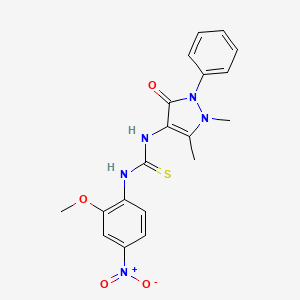 molecular formula C19H19N5O4S B4126484 N-(1,5-dimethyl-3-oxo-2-phenyl-2,3-dihydro-1H-pyrazol-4-yl)-N'-(2-methoxy-4-nitrophenyl)thiourea 