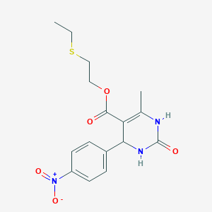 molecular formula C16H19N3O5S B412649 2-(Ethylsulfanyl)ethyl 4-{4-nitrophenyl}-6-methyl-2-oxo-1,2,3,4-tetrahydro-5-pyrimidinecarboxylate 