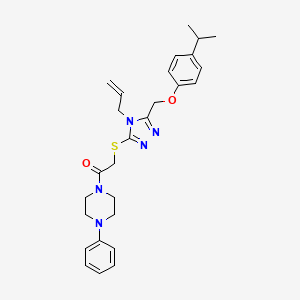 molecular formula C27H33N5O2S B4126519 1-(4-Phenylpiperazin-1-yl)-2-[[5-[(4-propan-2-ylphenoxy)methyl]-4-prop-2-enyl-1,2,4-triazol-3-yl]sulfanyl]ethanone 