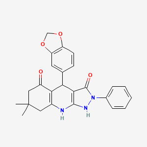 4-(1,3-benzodioxol-5-yl)-3-hydroxy-7,7-dimethyl-2-phenyl-2,4,6,7,8,9-hexahydro-5H-pyrazolo[3,4-b]quinolin-5-one