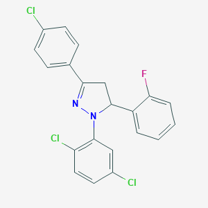 molecular formula C21H14Cl3FN2 B412654 3-(4-chlorophenyl)-1-(2,5-dichlorophenyl)-5-(2-fluorophenyl)-4,5-dihydro-1H-pyrazole 