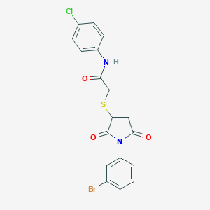 molecular formula C18H14BrClN2O3S B412658 2-{[1-(3-bromophenyl)-2,5-dioxopyrrolidin-3-yl]sulfanyl}-N-(4-chlorophenyl)acetamide CAS No. 331966-20-2