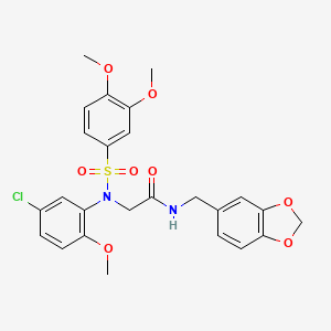 molecular formula C25H25ClN2O8S B4126617 N~1~-(1,3-benzodioxol-5-ylmethyl)-N~2~-(5-chloro-2-methoxyphenyl)-N~2~-[(3,4-dimethoxyphenyl)sulfonyl]glycinamide 