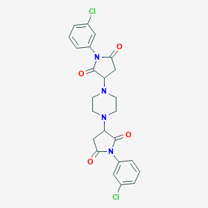 molecular formula C24H22Cl2N4O4 B412667 1-(3-Chlorophenyl)-3-[4-[1-(3-chlorophenyl)-2,5-dioxopyrrolidin-3-yl]piperazin-1-yl]pyrrolidine-2,5-dione CAS No. 293766-04-8