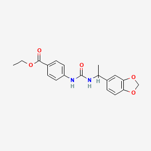 molecular formula C19H20N2O5 B4126688 Ethyl 4-({[1-(1,3-benzodioxol-5-yl)ethyl]carbamoyl}amino)benzoate 