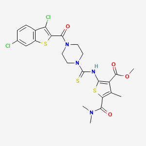 molecular formula C24H24Cl2N4O4S3 B4126729 methyl 2-[({4-[(3,6-dichloro-1-benzothien-2-yl)carbonyl]-1-piperazinyl}carbonothioyl)amino]-5-[(dimethylamino)carbonyl]-4-methyl-3-thiophenecarboxylate 