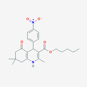 molecular formula C24H30N2O5 B412673 Pentyl 2,7,7-trimethyl-4-(4-nitrophenyl)-5-oxo-1,4,5,6,7,8-hexahydroquinoline-3-carboxylate 