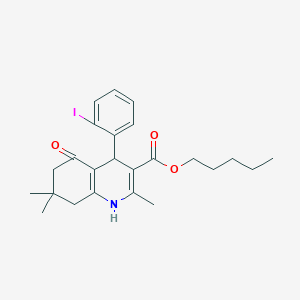 molecular formula C24H30INO3 B412675 Pentyl 4-(2-iodophenyl)-2,7,7-trimethyl-5-oxo-1,4,5,6,7,8-hexahydroquinoline-3-carboxylate CAS No. 295344-22-8