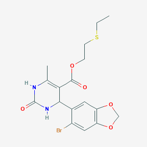 2-ethylsulfanylethyl 4-(6-bromo-1,3-benzodioxol-5-yl)-6-methyl-2-oxo-3,4-dihydro-1H-pyrimidine-5-carboxylate