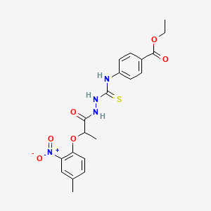 molecular formula C20H22N4O6S B4126772 Ethyl 4-[({2-[2-(4-methyl-2-nitrophenoxy)propanoyl]hydrazinyl}carbonothioyl)amino]benzoate 