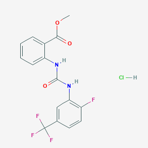 molecular formula C16H13ClF4N2O3 B4126783 Methyl 2-[[2-fluoro-5-(trifluoromethyl)phenyl]carbamoylamino]benzoate;hydrochloride 