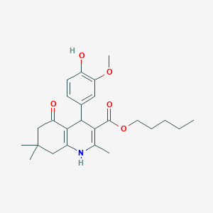 molecular formula C25H33NO5 B412680 Pentyl 4-(4-hydroxy-3-methoxyphenyl)-2,7,7-trimethyl-5-oxo-1,4,5,6,7,8-hexahydroquinoline-3-carboxylate 